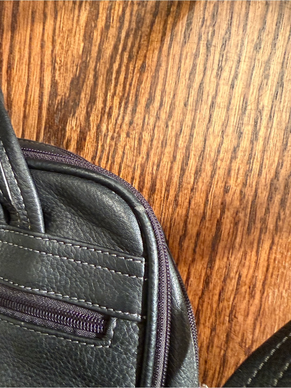 Tignanello Black Pebbled Leather Backpack Purse Small Travel Daypack Organizer - Picture 6 of 16